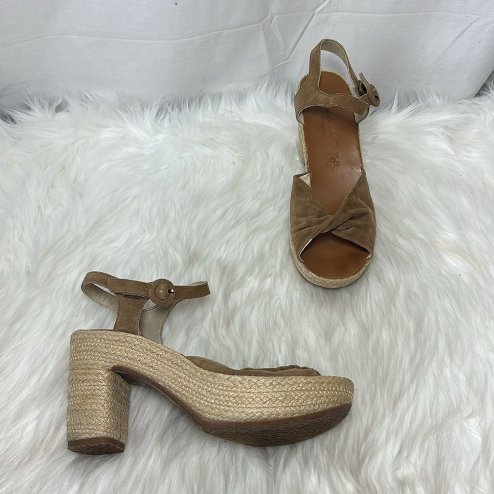 Paul Green Harper Tan Platform Espadrille Sandals Sz US 8